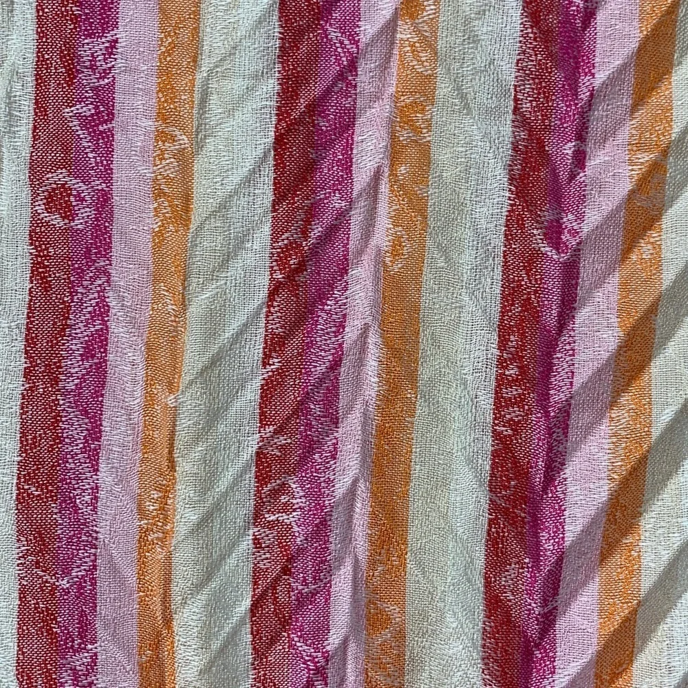Chicos pink white and orange striped shawl